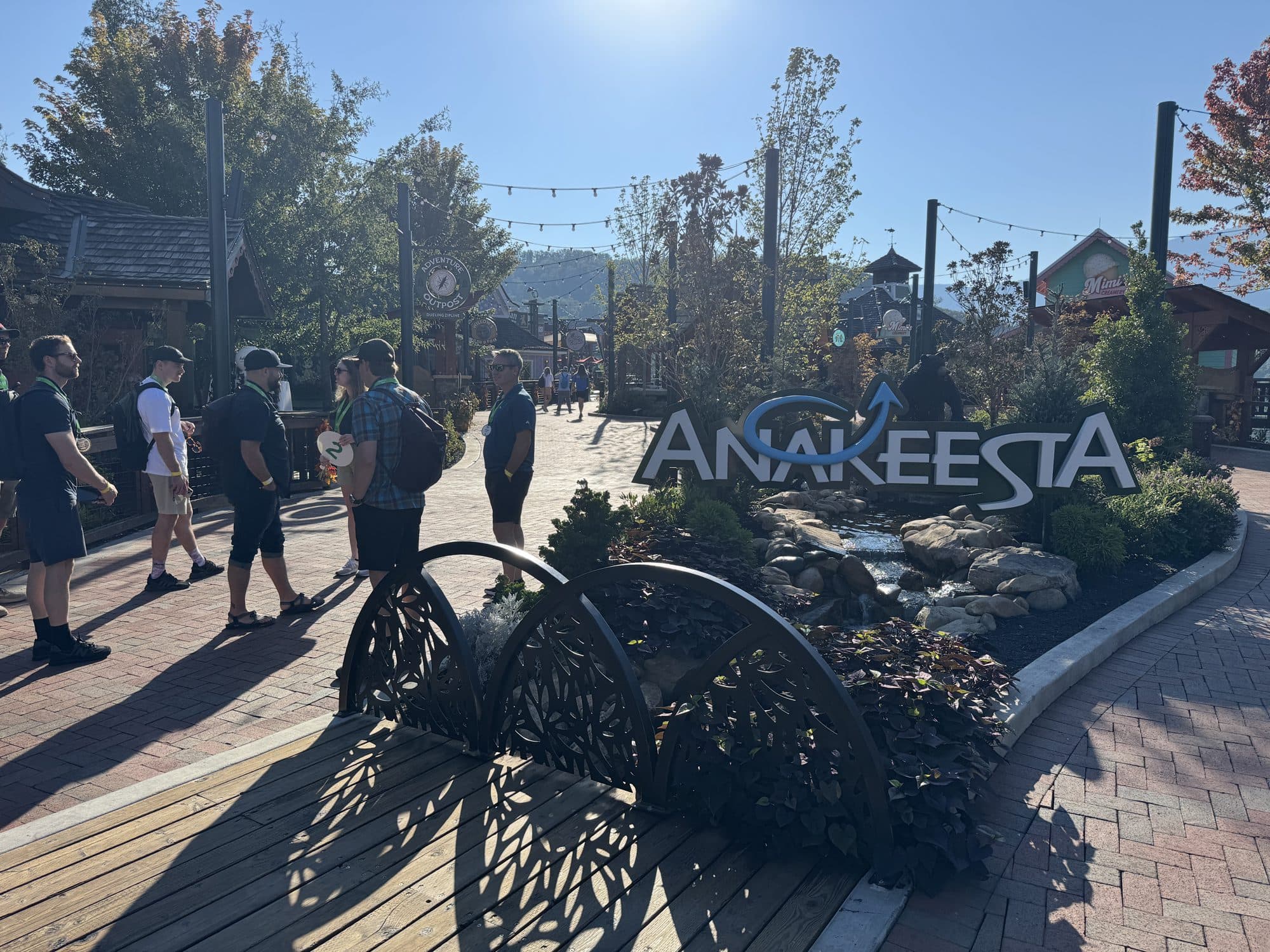 Campers gathered at the Anakeesta entrance plaza in the morning